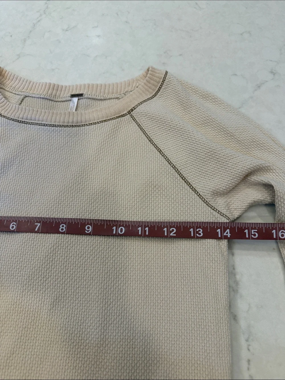Free People In The‎ Mix Waffle Crochet Cuff Thermal Top Size Medium